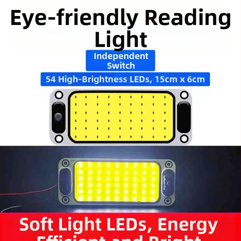LED COB vnútorné čítacie svetlo do kabíny vozidla — 12-85V, hliníková COB doska, 54/64/87/108 diód, vhodné pre nákladné autá, osobné autá, dodávky a autobusy