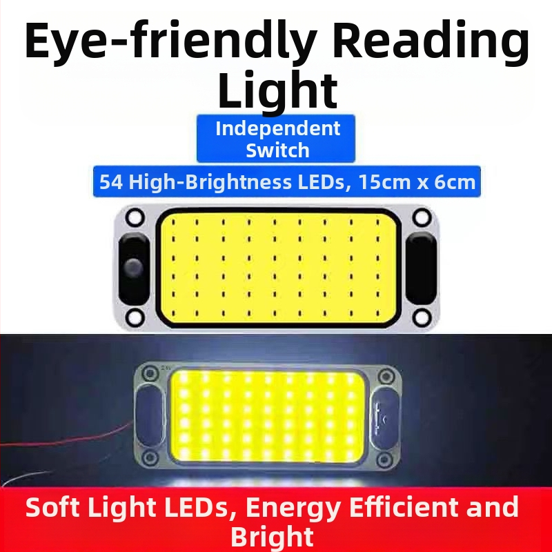LED COB vnútorné čítacie svetlo do kabíny vozidla — 12-85V, hliníková COB doska, 54/64/87/108 diód, vhodné pre nákladné autá, osobné autá, dodávky a autobusy