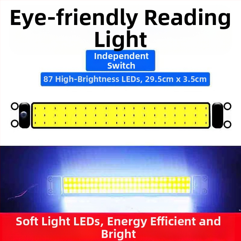 LED COB vnútorné čítacie svetlo do kabíny vozidla — 12-85V, hliníková COB doska, 54/64/87/108 diód, vhodné pre nákladné autá, osobné autá, dodávky a autobusy