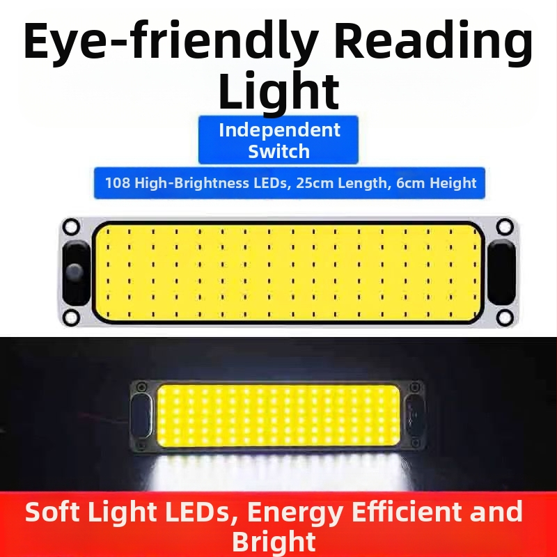 LED COB vnútorné čítacie svetlo do kabíny vozidla — 12-85V, hliníková COB doska, 54/64/87/108 diód, vhodné pre nákladné autá, osobné autá, dodávky a autobusy
