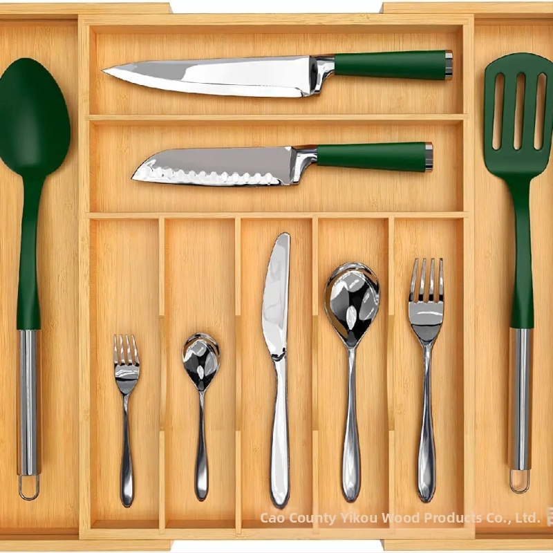 Επεκτειόμενος οργανωτής συρταριού κουζίνας από μπαμπού — μοντέρνος μινιμαλιστικός σχεδιασμός, μάρκα Echo, διαθέσιμη προσαρμογή