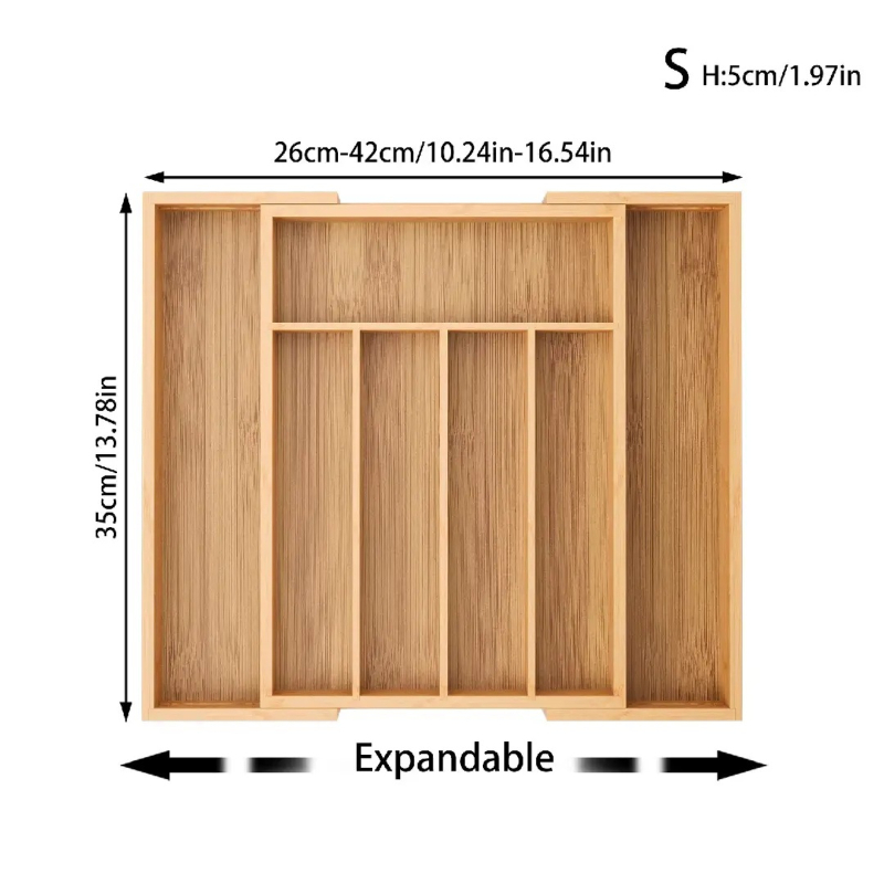 Επεκτειόμενος οργανωτής συρταριού κουζίνας από μπαμπού — μοντέρνος μινιμαλιστικός σχεδιασμός, μάρκα Echo, διαθέσιμη προσαρμογή