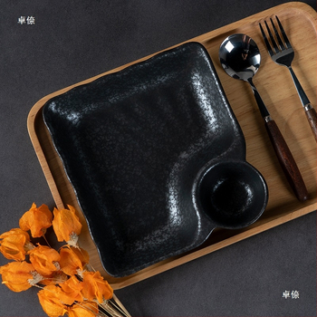 Κεραμικό πιάτο για ντιμπούλινγκ με φλοράλ σχέδιο, τετράγωνο σχήμα, απλό στυλ