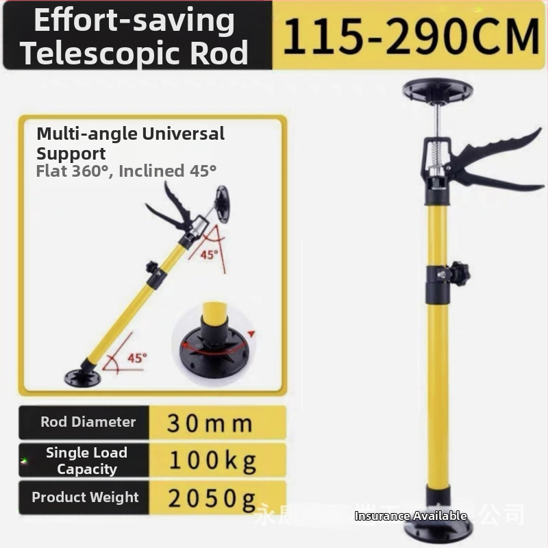 Στήριγμα ανύψωσης εγκατάστασης κρεματών ντουλαπιών με τηλεσκοπική ράβδο, υποστήριξη γυψοσανίδας και εργαλείο ξυλουργικής για οροφή