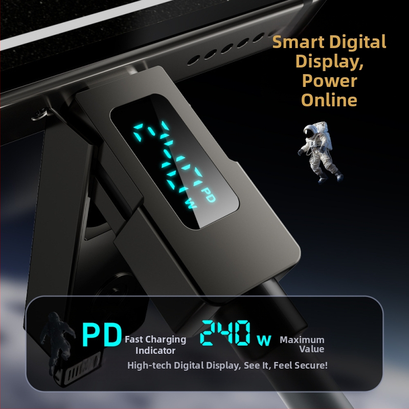 Double Demon 240W USB-C kábel 4-v-1 s digitálnym displejom rýchleho nabíjania