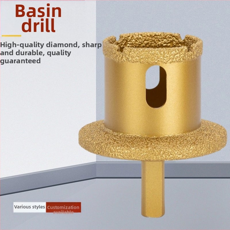 Gyémánt lyukfúró mosogatóhoz – lyukak készítéséhez márványon, palaszetten és kerámiamosdókban, kétszintes fúrófej