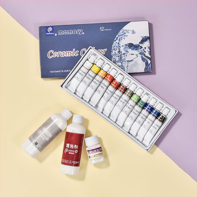 Fun Pottery Комплект керамични пигменти за рисуване върху керамика, 12 пигмента, капацитет 1, за керамична живопис