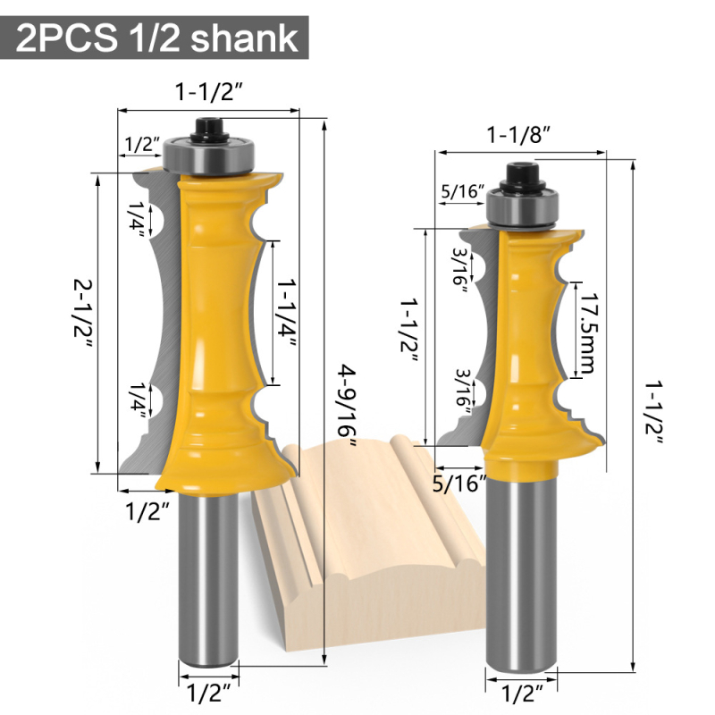 Fréza na drevo - fréza s 1/2 držiakom pre rámový panel zásuvky; fréza pre panel dvierok skrinky; fréza na gravírovanie do dreva; kompatibilná s viacerými strojmi; pre drevo/MDF/syntetické dosky/laminát