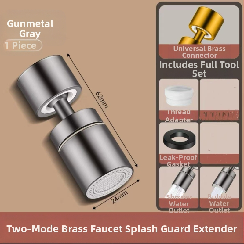 Universalus čiaupo aeratorius – vonios kambariui prailginimas, varinis korpusas, spiralinė jungtis, diegimas 22–24, elektroplatinė danga