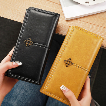 Γυναικείο μακρύ πορτοφόλι, Ευρωπαϊκό-Αμερικάνικο ρετρό στυλ, PU δέρμα, επένδυση πολυεστερ-βαμβάκι, Φθινόπωρο 2024, καθημερινή χρήση