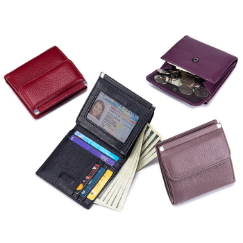 Γυναικείο κοντό πορτοφόλι από γνήσιο δέρμα - πρώτο στρώμα βοδινού δέρματος, πολυλειτουργικός οργανωτής για κάρτες και κέρματα, επένδυση πολυεστέρα, καθημερινή χρήση, Καλοκαίρι 2025