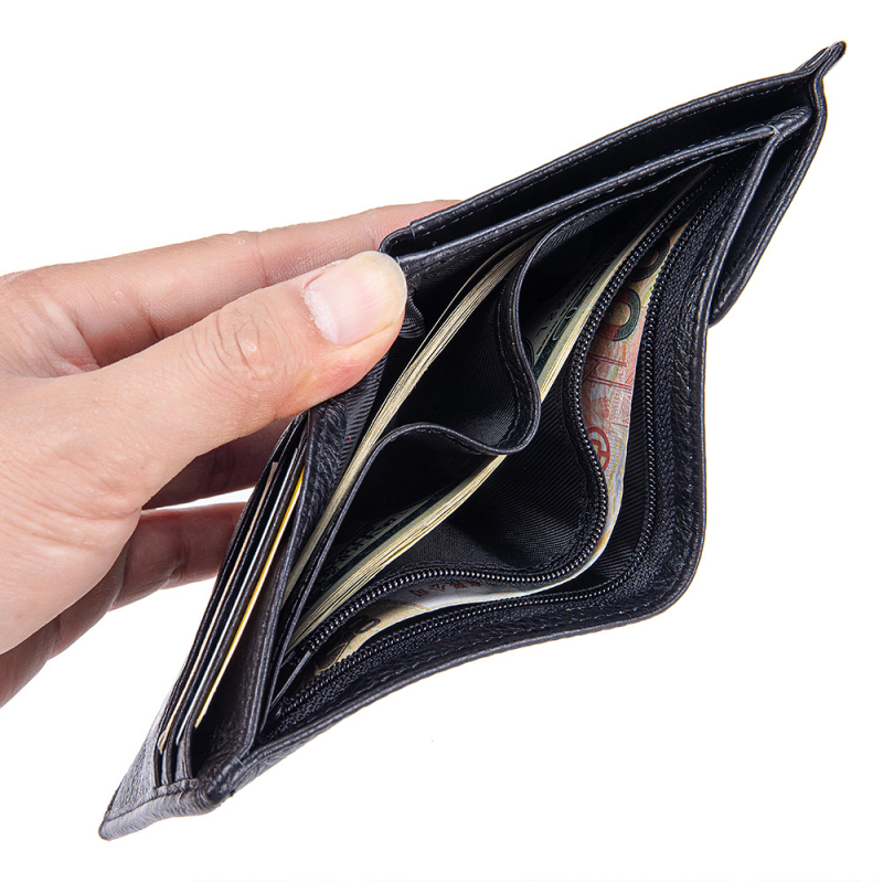 Γυναικείο κοντό πορτοφόλι από γνήσιο δέρμα - πρώτο στρώμα βοδινού δέρματος, πολυλειτουργικός οργανωτής για κάρτες και κέρματα, επένδυση πολυεστέρα, καθημερινή χρήση, Καλοκαίρι 2025