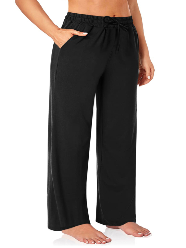 Dámske nohavice s rovnými nohami, Milk Silk látka, polyester 80-90% a spandex, stredný pás, vysoká elasticita
