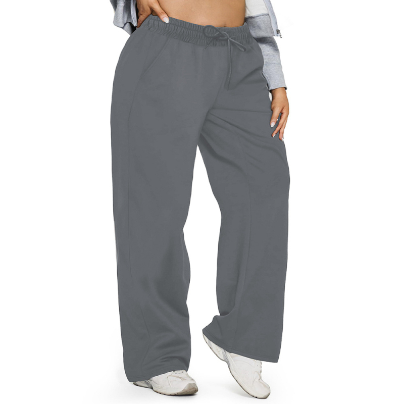 Dámske nohavice s rovnými nohami, Milk Silk látka, polyester 80-90% a spandex, stredný pás, vysoká elasticita