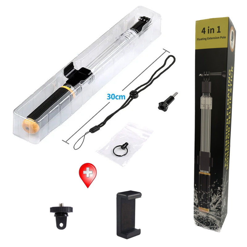 Átlátszó vízálló teleszkópos selfie bot (vízálló, úszó, teleszkópos, univerzális modell, kompatibilis okostelefonokkal és akciókamerákkal)