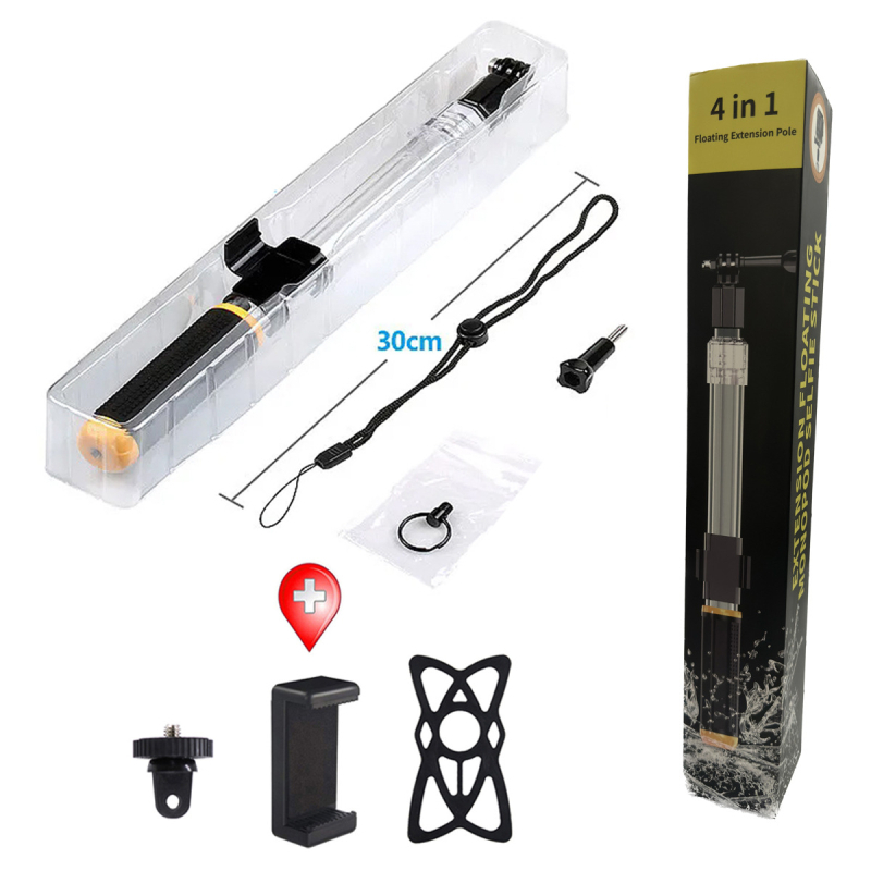 Átlátszó vízálló teleszkópos selfie bot (vízálló, úszó, teleszkópos, univerzális modell, kompatibilis okostelefonokkal és akciókamerákkal)