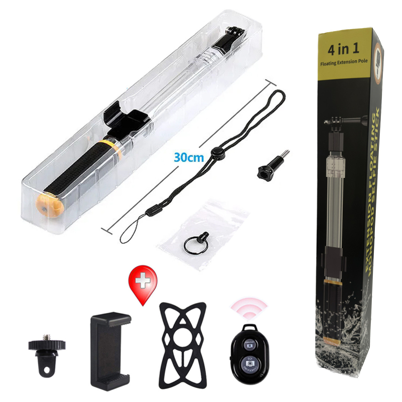 Átlátszó vízálló teleszkópos selfie bot (vízálló, úszó, teleszkópos, univerzális modell, kompatibilis okostelefonokkal és akciókamerákkal)