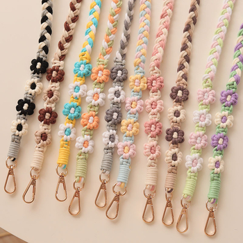 Ланяр за мобилен телефон в бохемски стил с мотив ромашка, ръчна изработка, памучно въже, метална катарама, персонализиран, женски стил