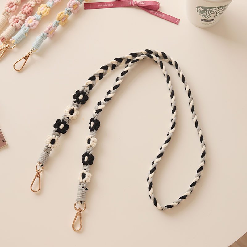 Ланяр за мобилен телефон в бохемски стил с мотив ромашка, ръчна изработка, памучно въже, метална катарама, персонализиран, женски стил