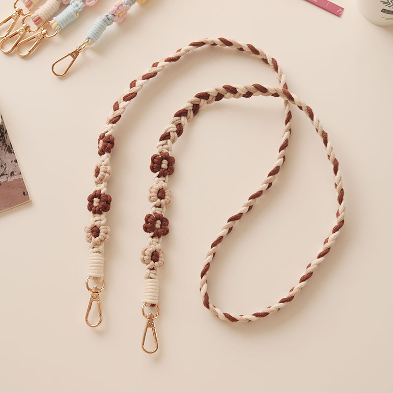 Ланяр за мобилен телефон в бохемски стил с мотив ромашка, ръчна изработка, памучно въже, метална катарама, персонализиран, женски стил