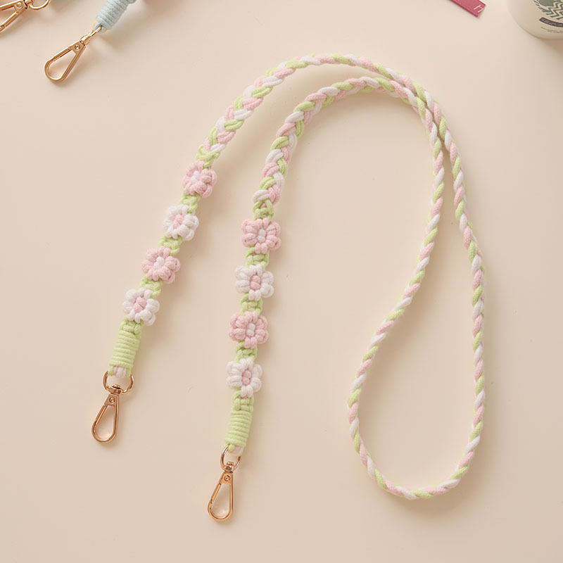 Ланяр за мобилен телефон в бохемски стил с мотив ромашка, ръчна изработка, памучно въже, метална катарама, персонализиран, женски стил