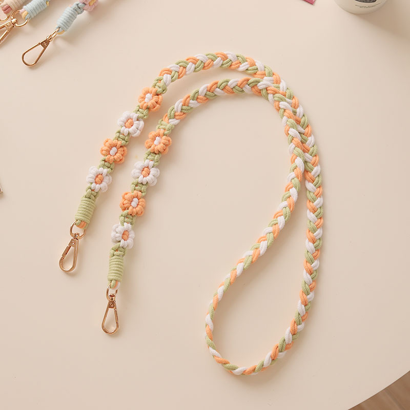 Ланяр за мобилен телефон в бохемски стил с мотив ромашка, ръчна изработка, памучно въже, метална катарама, персонализиран, женски стил