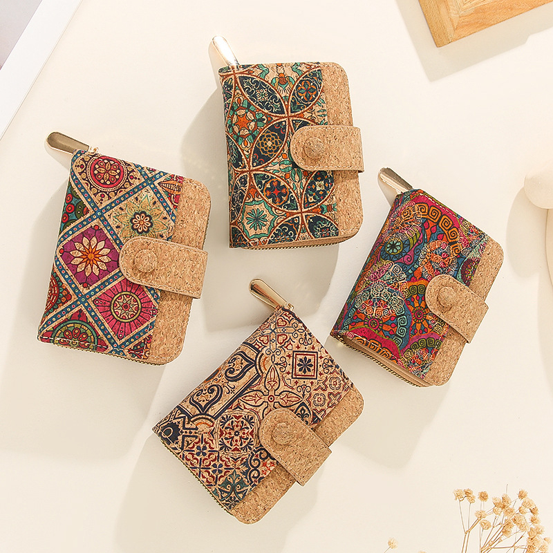 Korkinė piniginė su paslėpta sagtimi ir kortelių laikikliu – unisex, 2025 m. vasara, kasdieniniam naudojimui