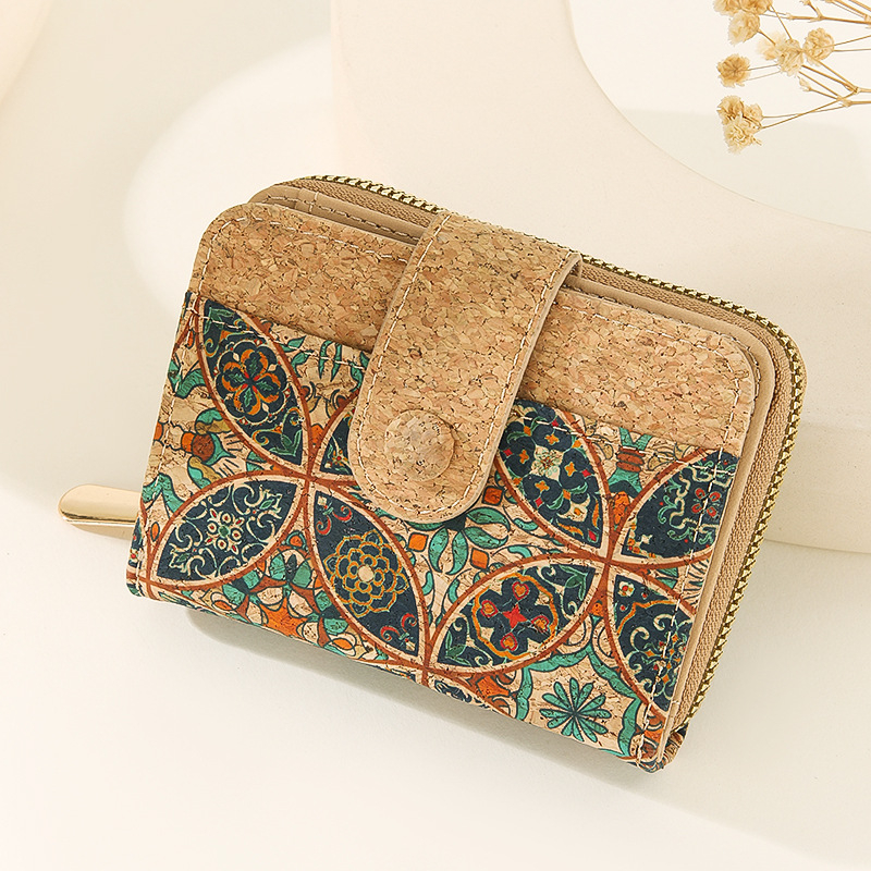 Korkinė piniginė su paslėpta sagtimi ir kortelių laikikliu – unisex, 2025 m. vasara, kasdieniniam naudojimui