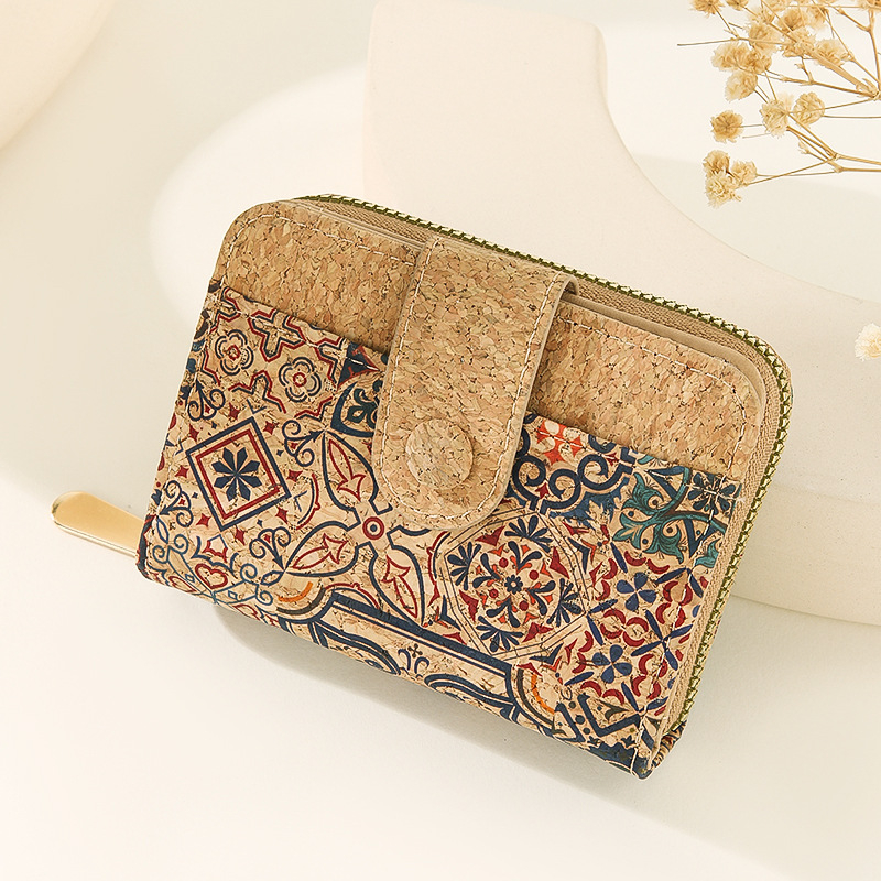 Korkinė piniginė su paslėpta sagtimi ir kortelių laikikliu – unisex, 2025 m. vasara, kasdieniniam naudojimui