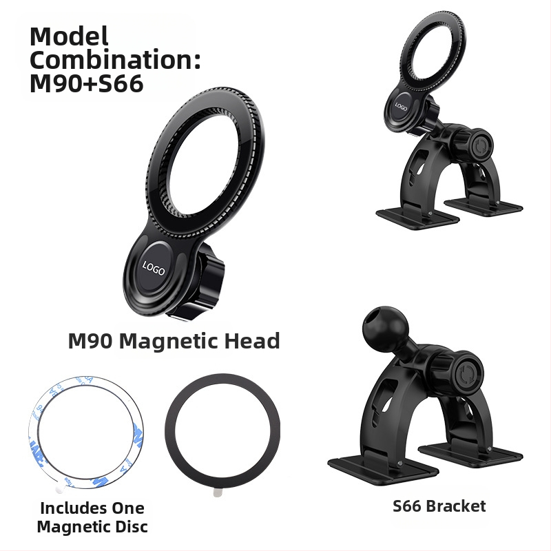 Държач за телефон и навигация за автомобил, арковиден дизайн, 17 мм шарнирна глава, лепилен монтаж върху табло