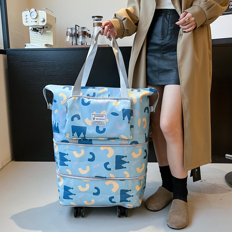 Unisex cestovná taška s kolieskami, 20-35L, Oxford látka, mestský minimalistický štýl