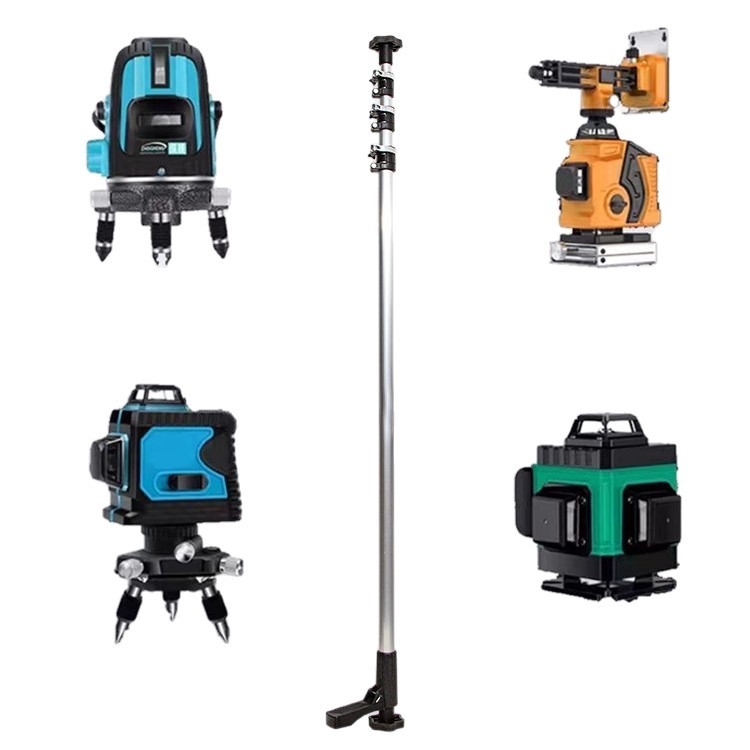 Лазерен нивелир с телескопична повдигаща пръчка и инфрачервен мултифункционален държач, изработен от удебелена алуминиева сплав и неръждаема стомана