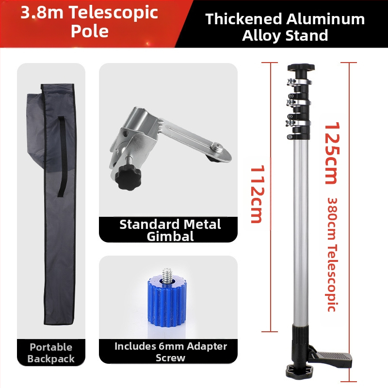 Лазерен нивелир с телескопична повдигаща пръчка и инфрачервен мултифункционален държач, изработен от удебелена алуминиева сплав и неръждаема стомана