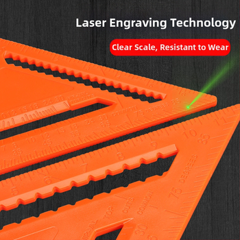 Τριγωνικός χάρακας ξυλουργικής, κράμα αλουμινίου και ανοξείδωτος χάλυβας, γωνία 45° και 90°, εργαλείο υψηλής ακρίβειας για βιομηχανική χρήση