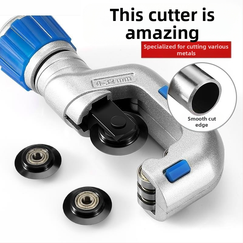 Резач за тръби с режеща глава от неръждаема стомана, лагерен механизъм и ролка за рязане на метални, медни и пластмасови тръби