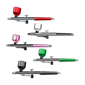 Комплект за ноктова аерография с медно-алуминиев корпус - максимално налягане 0.12, максимален поток 7, оптимално разстояние на пръскане 100, капацитет 5ml