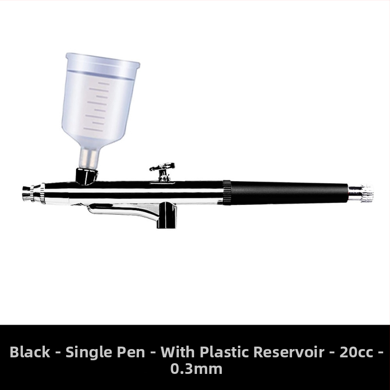 Комплект за ноктова аерография с медно-алуминиев корпус - максимално налягане 0.12, максимален поток 7, оптимално разстояние на пръскане 100, капацитет 5ml