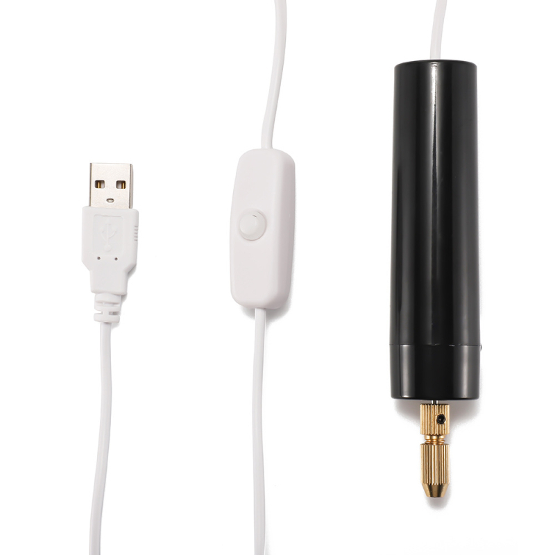 USB мини бормашина за DIY с четков мотор, USB захранване, вертикален дизайн, патронник за бормашина, подходяща за дърво, метал, пластмаса и композитни материали