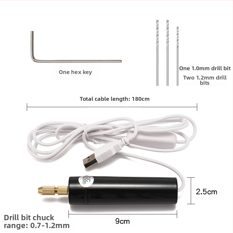 USB мини бормашина за DIY с четков мотор, USB захранване, вертикален дизайн, патронник за бормашина, подходяща за дърво, метал, пластмаса и композитни материали
