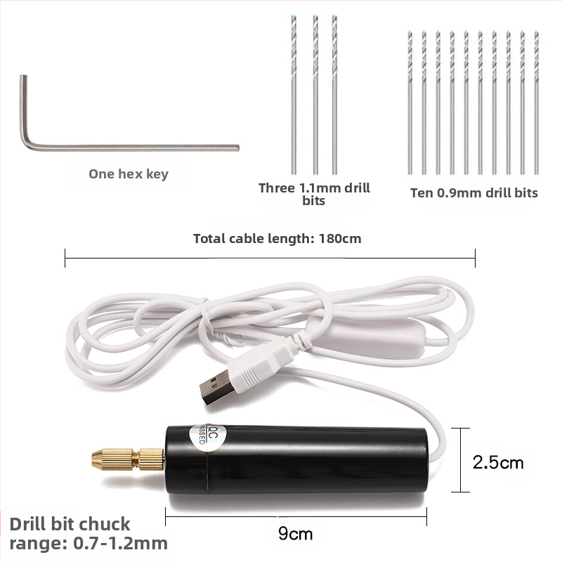 USB мини бормашина за DIY с четков мотор, USB захранване, вертикален дизайн, патронник за бормашина, подходяща за дърво, метал, пластмаса и композитни материали