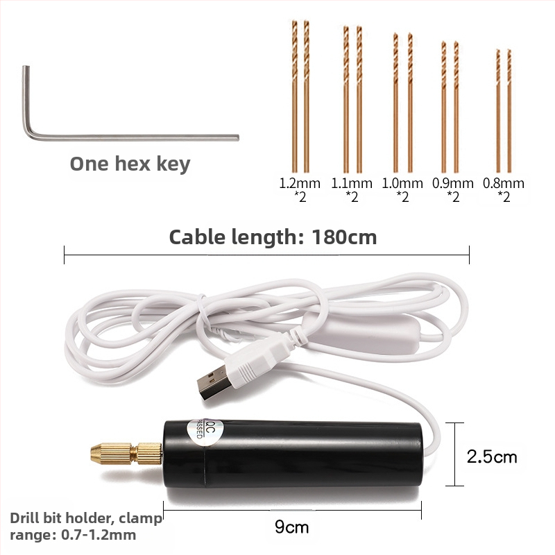 USB мини бормашина за DIY с четков мотор, USB захранване, вертикален дизайн, патронник за бормашина, подходяща за дърво, метал, пластмаса и композитни материали