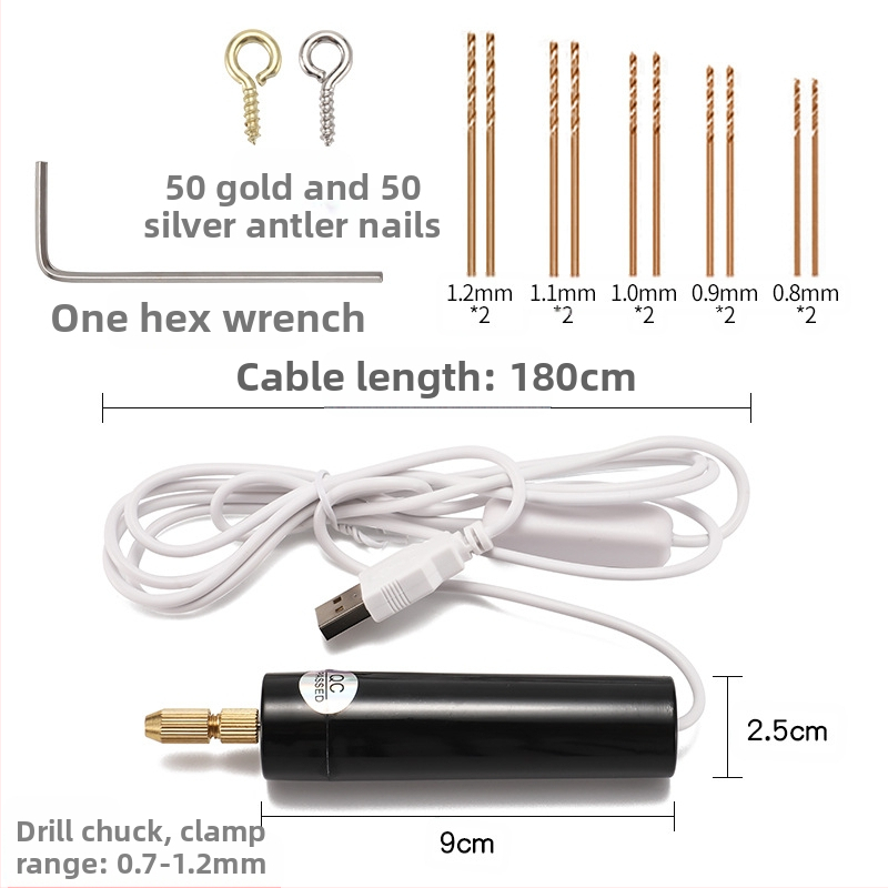USB мини бормашина за DIY с четков мотор, USB захранване, вертикален дизайн, патронник за бормашина, подходяща за дърво, метал, пластмаса и композитни материали