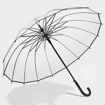 Yanyun διαφανής ομπρέλα με 16 ακτίνες, ενισχυμένη κατασκευή, αυτόματη λειτουργία ανοίγματος, μακριά λαβή, DIY προσαρμογή