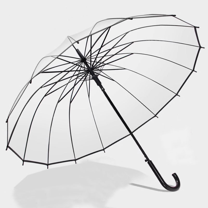 Yanyun priehľadný dáždnik s 16 žiabrami, automatické otvorenie, dlhá rukoväť, DIY prispôsobenie