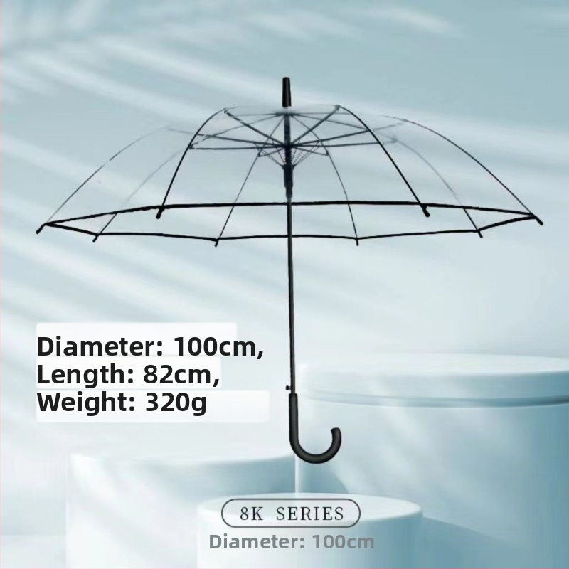Yanyun priehľadný dáždnik s 16 žiabrami, automatické otvorenie, dlhá rukoväť, DIY prispôsobenie