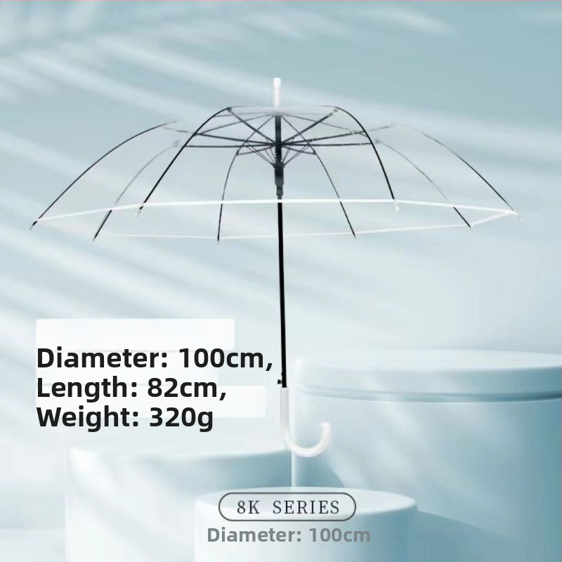 Yanyun priehľadný dáždnik s 16 žiabrami, automatické otvorenie, dlhá rukoväť, DIY prispôsobenie