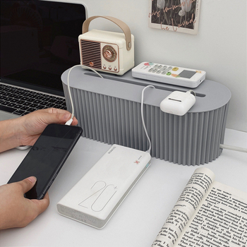 Κουτί αποθήκευσης πολύμπριζας, επιτραπέζιος οργανωτής καλωδίων, πλαστικό, προστασία από σκόνη