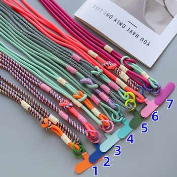 Mobiltelefon nyakpánt kézzel készített csomó mintával, nejlon szövése, poliészter zsinór, fém csat, uniszex