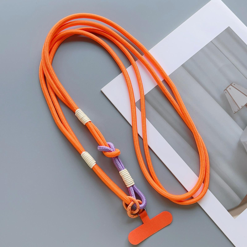 Mobiltelefon nyakpánt kézzel készített csomó mintával, nejlon szövése, poliészter zsinór, fém csat, uniszex