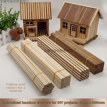 Καλαμάκια μπαμπού για μοντελισμό, καρβονισμένα, στρογγυλά και τετράγωνα σχήματα